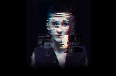 woman in front of dark background - the face consists of large pixels and is therefore difficult to recognize